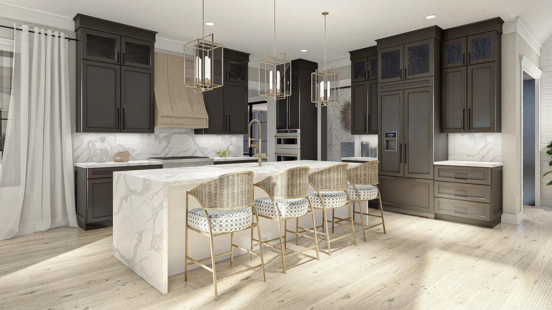 Spacious Five-Bedroom House Plan with Courtyard Garage