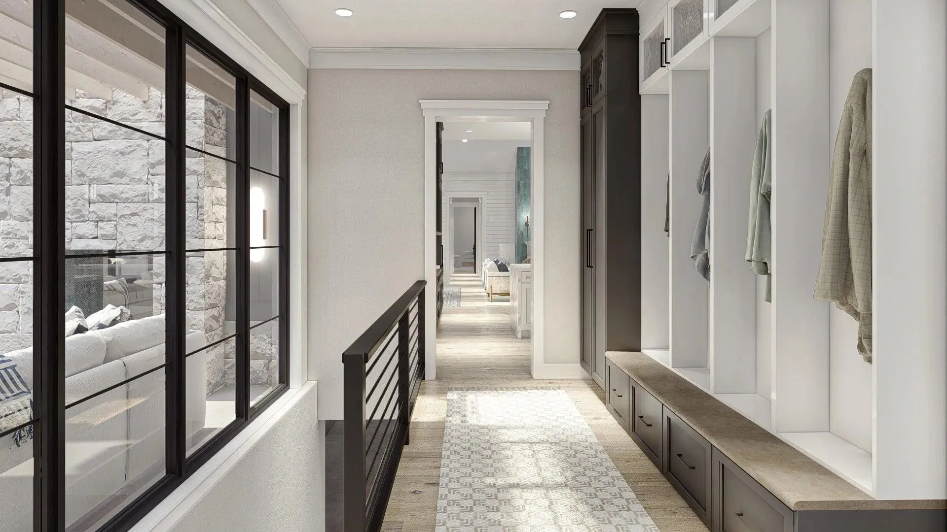 Spacious Five-Bedroom House Plan with Courtyard Garage