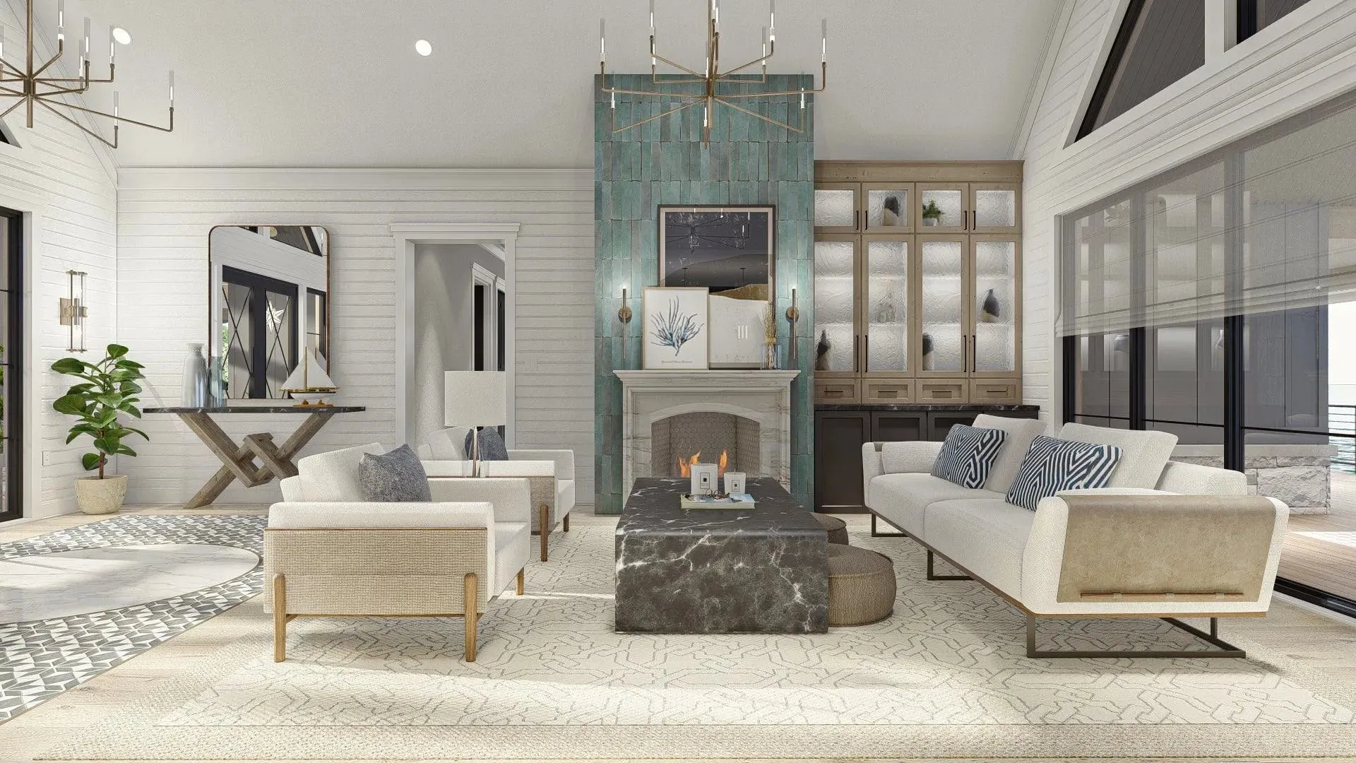 Spacious Five-Bedroom House Plan with Courtyard Garage