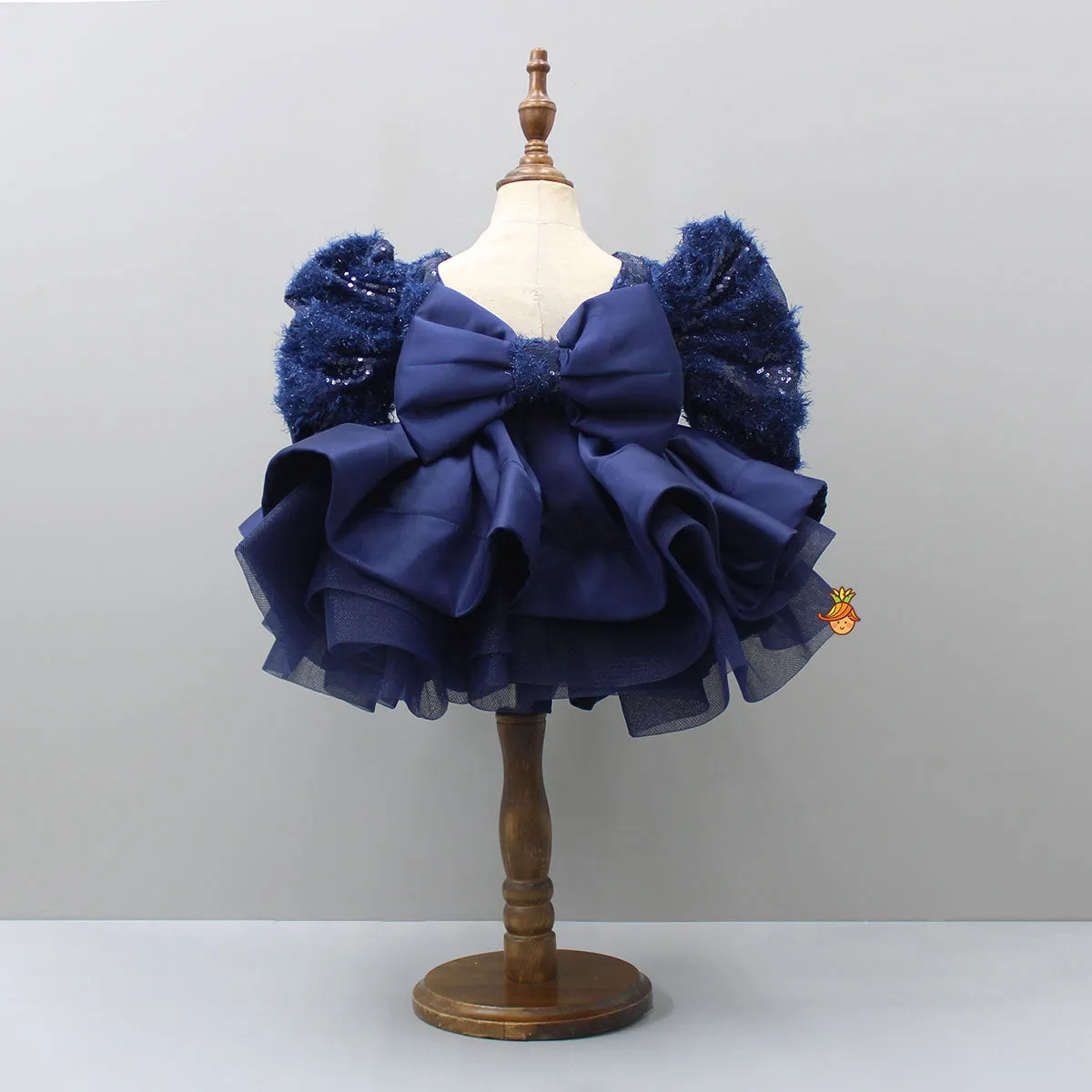 Stylish Sleeves Exquisite Blue Dress With Head Band