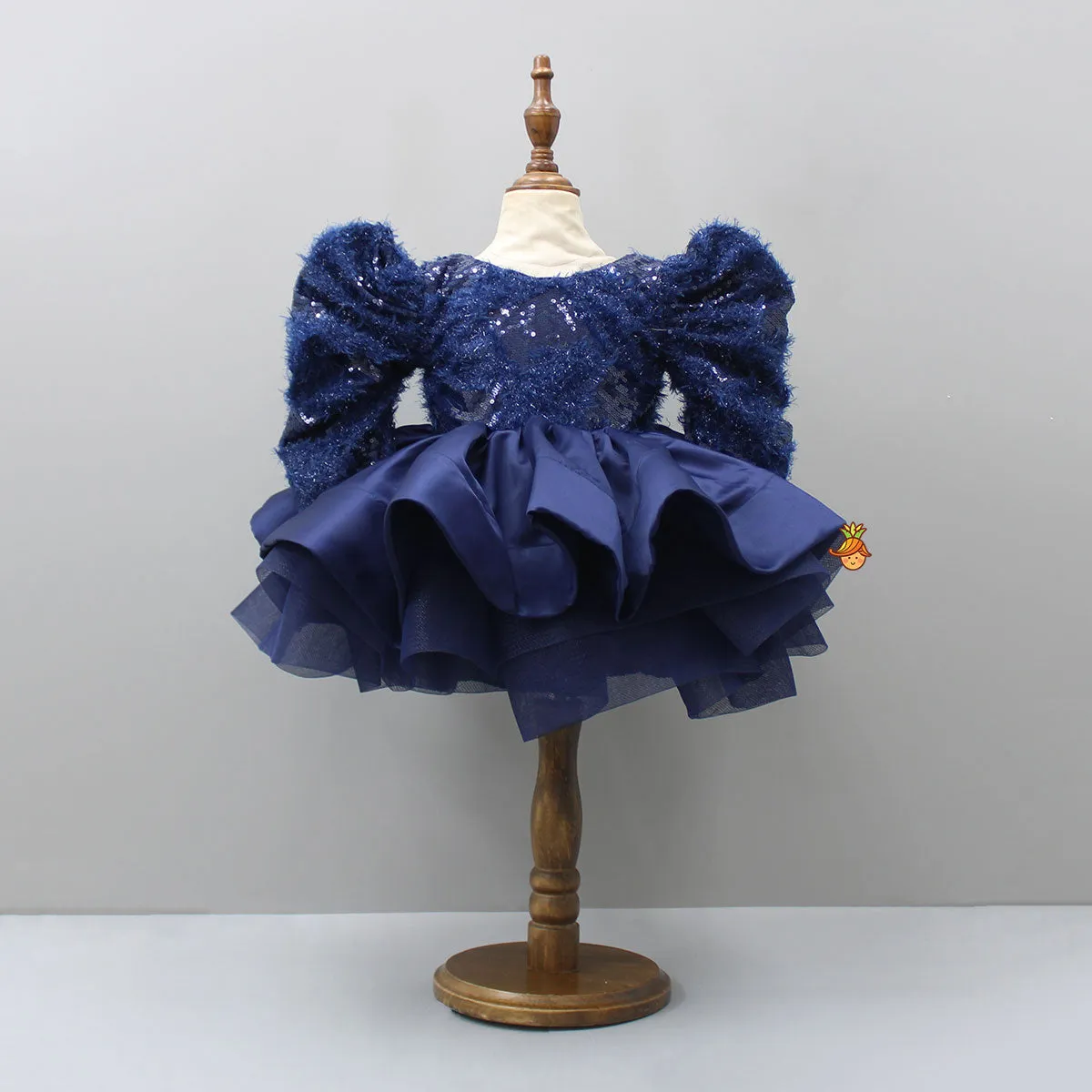 Stylish Sleeves Exquisite Blue Dress With Head Band