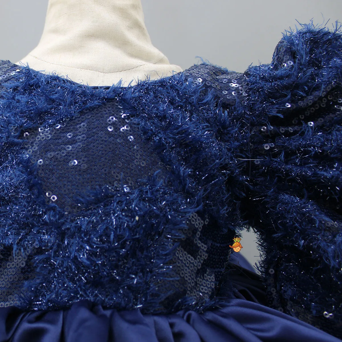 Stylish Sleeves Exquisite Blue Dress With Head Band