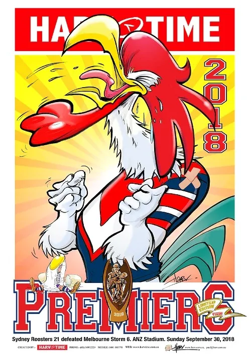 Sydney Roosters, 2018 NRL Premiers, Harv Time Poster