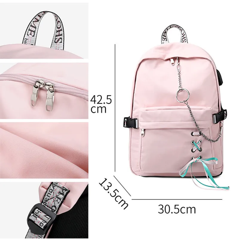 Teen Girls USB Backpack Bookbag Campus Travel Bag for High School Top Level