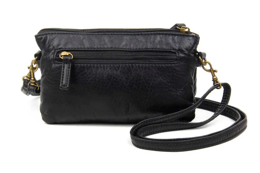 The Anita Three Way Crossbody Wristlet - Black