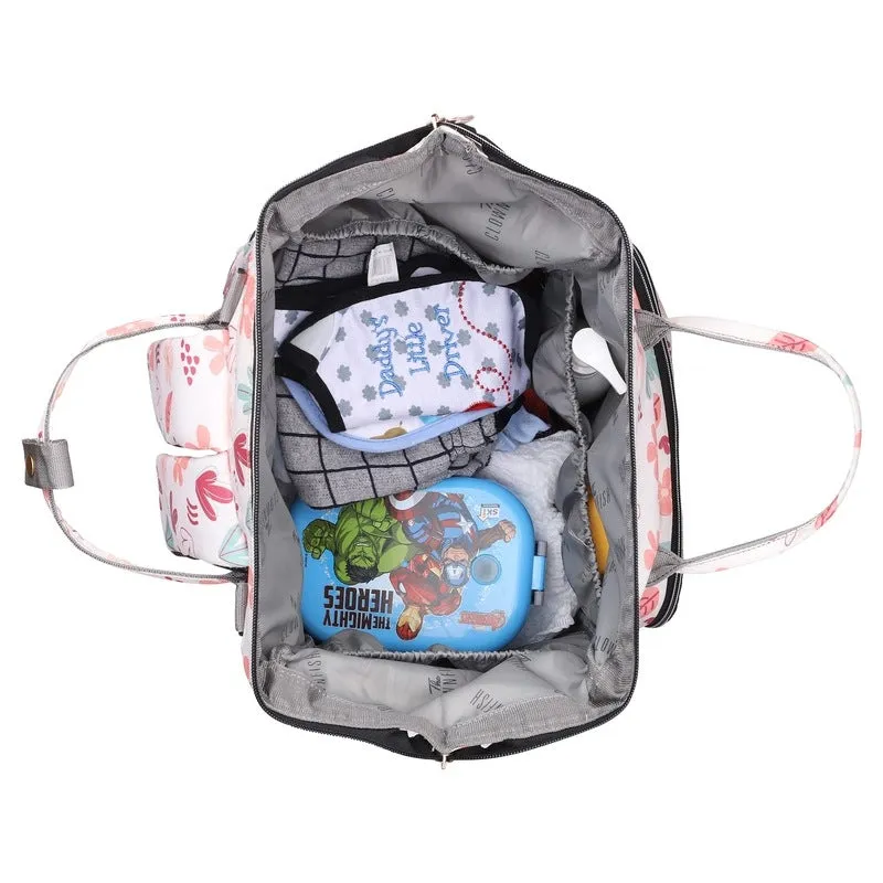 THE CLOWNFISH Baby On Board Series Multipurpose Diaper Bag/Backpack/Nappy Bag/Handbag/Maternity Bag For Baby Essentials with Bottle Organizer & Tissues Dispensing Pocket in Polyester (White)