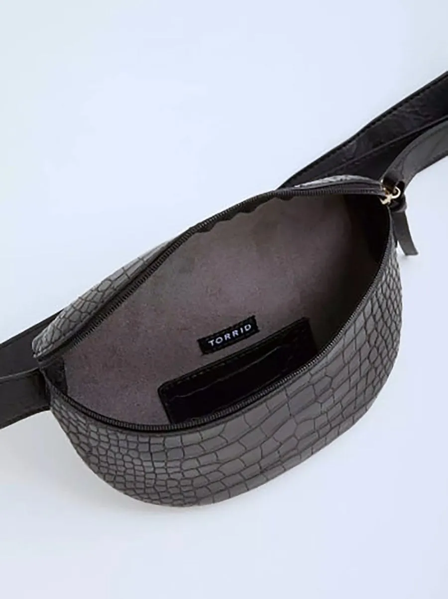 Torrid Black Croc Embossed Belt Bag Fanny Pack