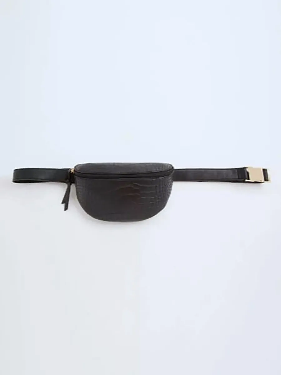 Torrid Black Croc Embossed Belt Bag Fanny Pack