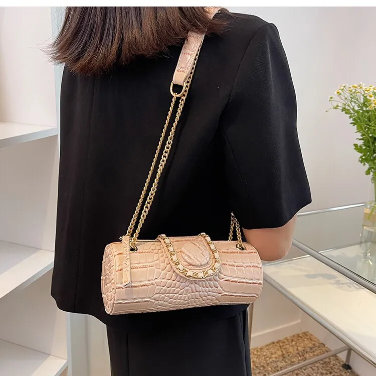 Tote Barrel PU Leather Women Handbag Shoulder Messenger Bag