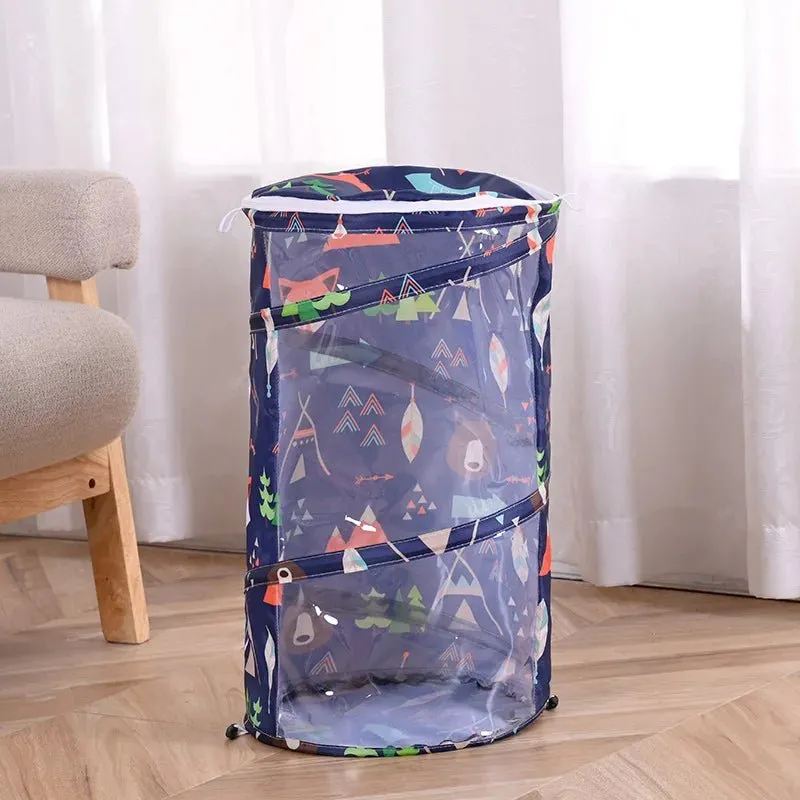 Transparent Cylindrical Toy Storage Bag – Dustproof Display Bucket for Plush Dolls & Children's Toys