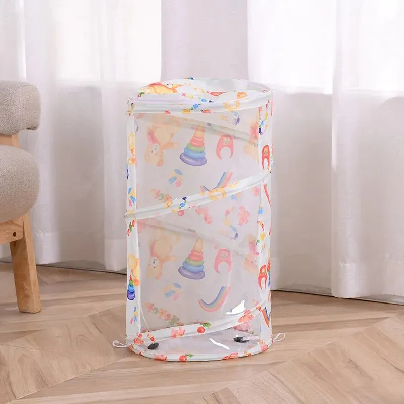 Transparent Cylindrical Toy Storage Bag – Dustproof Display Bucket for Plush Dolls & Children's Toys