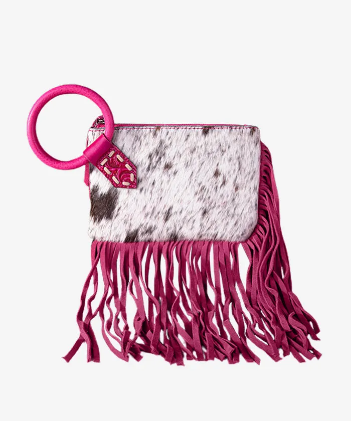 Trinity Ranch Genuine Hair-On Cowhide Fringe Clutch