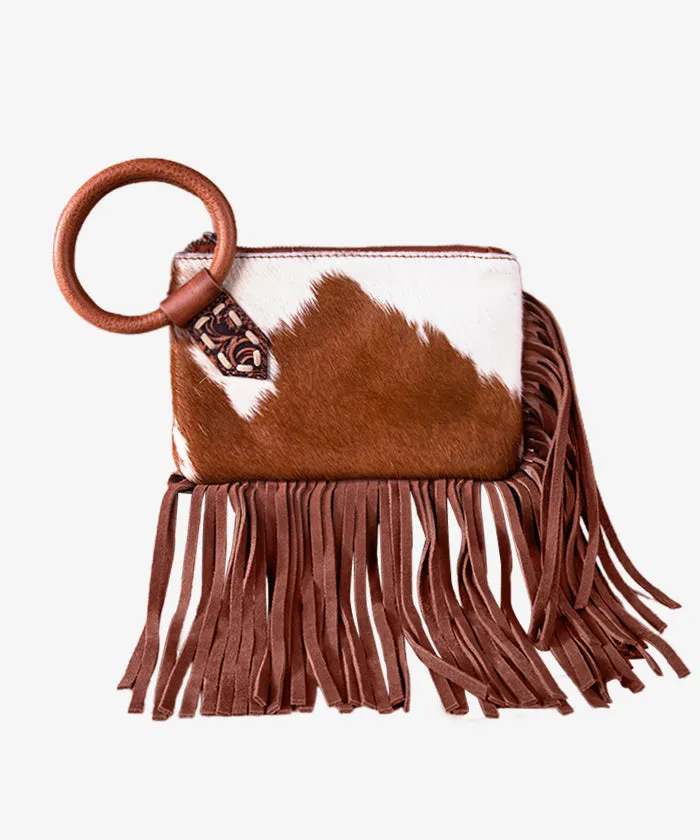 Trinity Ranch Genuine Hair-On Cowhide Fringe Clutch