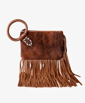 Trinity Ranch Genuine Hair-On Cowhide Fringe Clutch