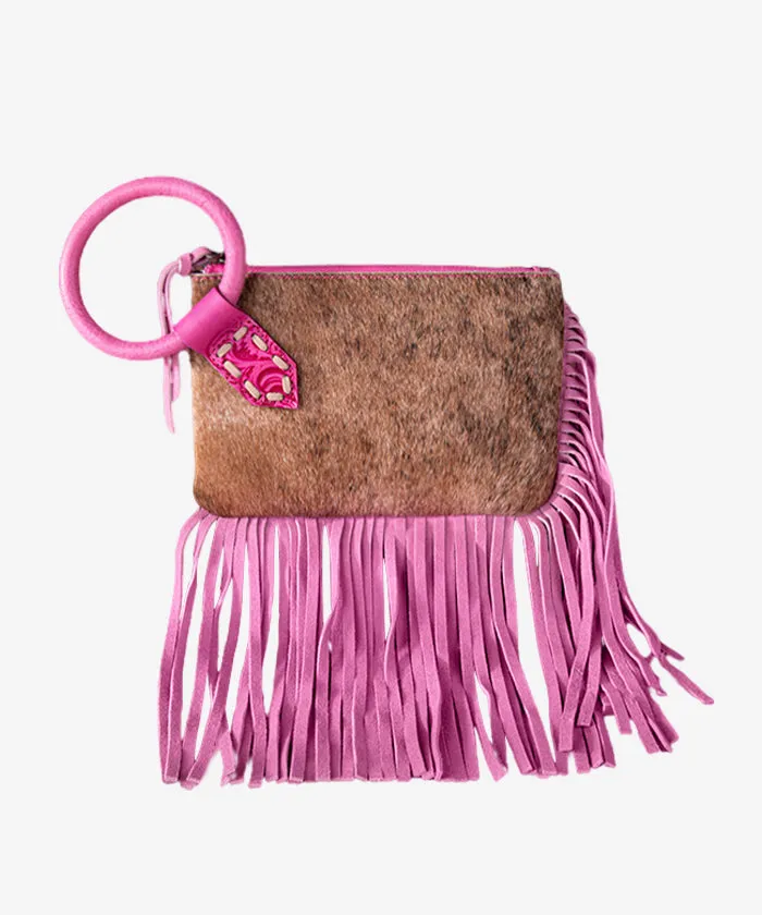 Trinity Ranch Genuine Hair-On Cowhide Fringe Clutch