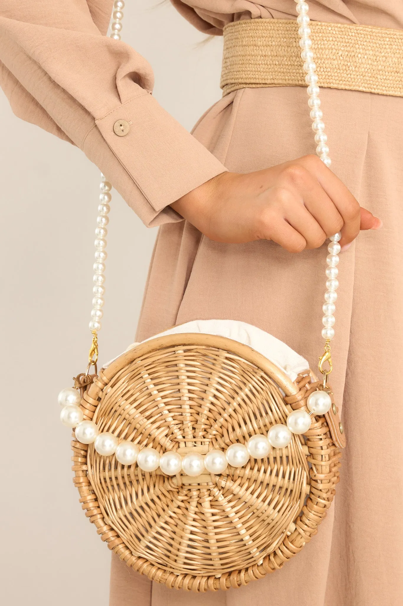 Triple Take Pearl Natural Handbag