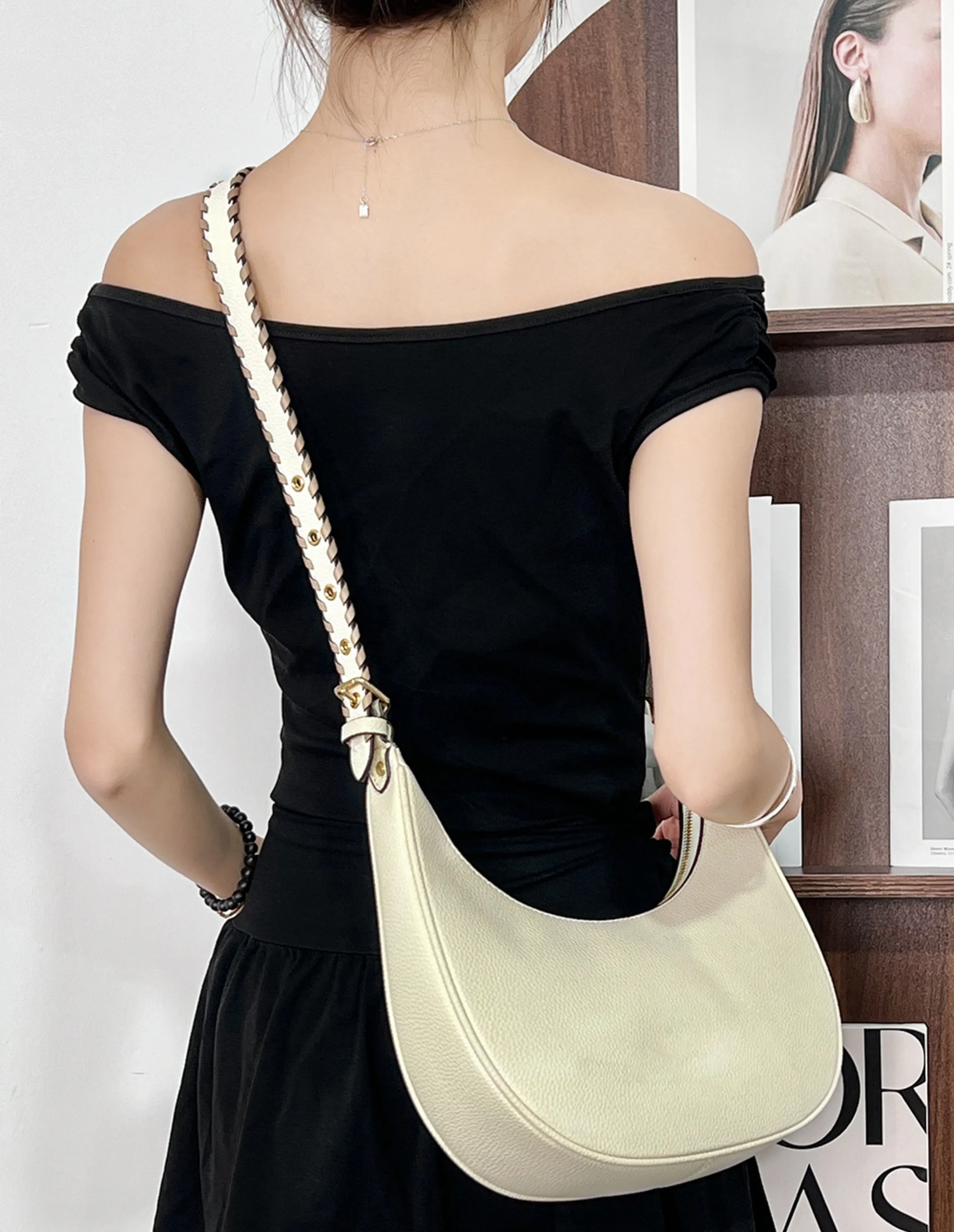 Underarm modification adjustable crossbody replacement strap for Luna Pebble Leather Shoulder Bag