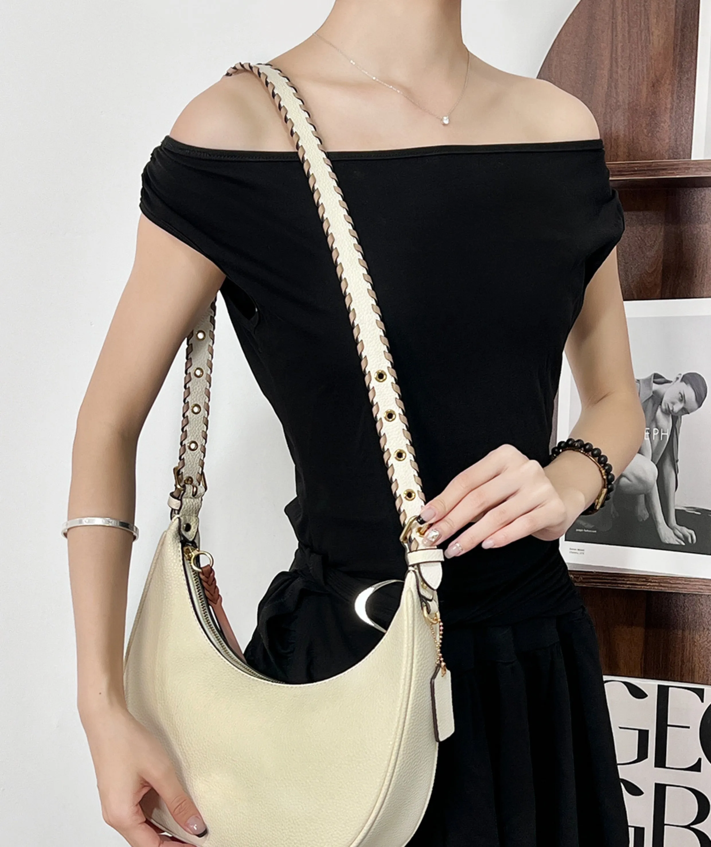 Underarm modification adjustable crossbody replacement strap for Luna Pebble Leather Shoulder Bag
