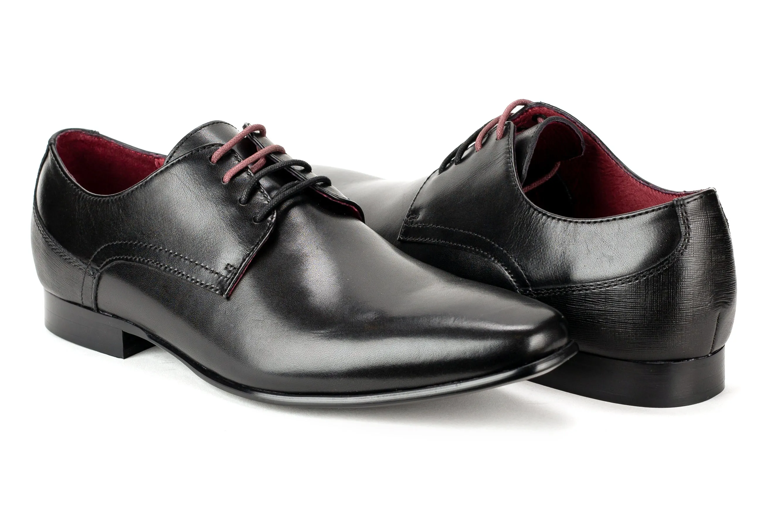 Uniontown - Regal Men's Dress Black Leather Lace Shoe Plain Toe Thin Elegant Rubber Sole