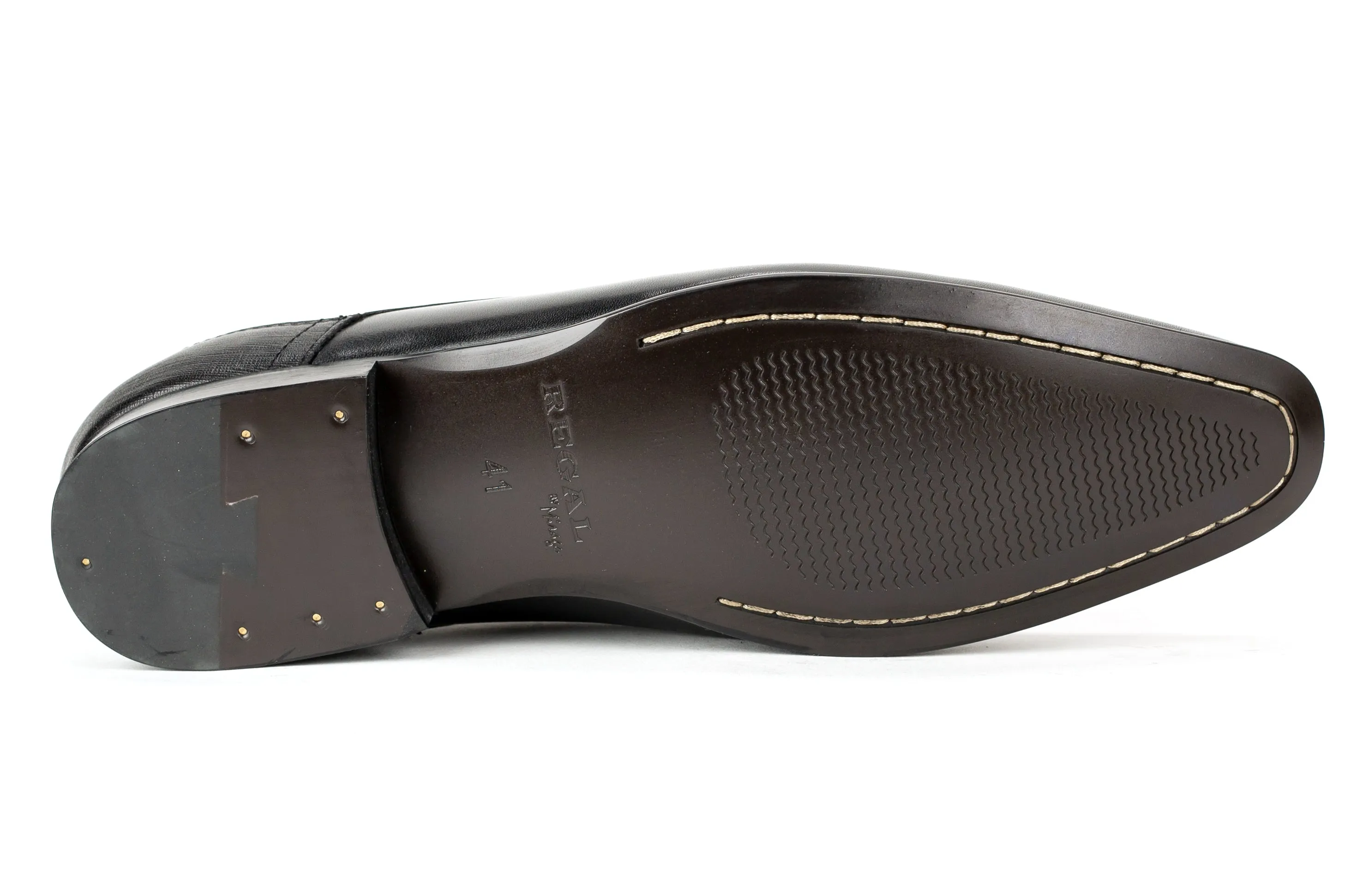 Uniontown - Regal Men's Dress Black Leather Lace Shoe Plain Toe Thin Elegant Rubber Sole