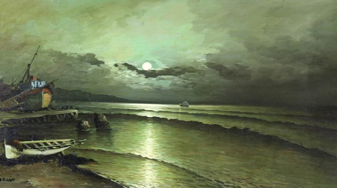 V Rotini Mediterranean Sea Oil on Canvas, antique