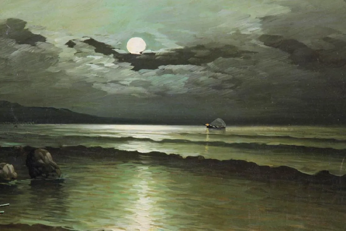 V Rotini Mediterranean Sea Oil on Canvas, antique