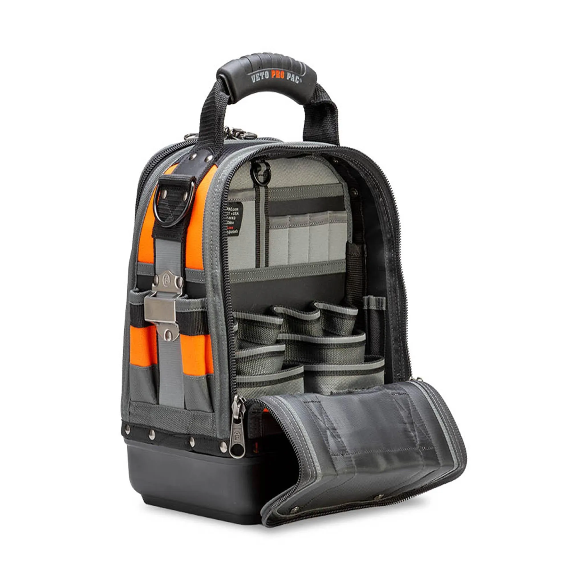 Veto Pro Pac TECH MCT HI-VIZ ORANGE 44-Pocket Compact Tool Bag with Hi-Viz Construction and Reflective Accents