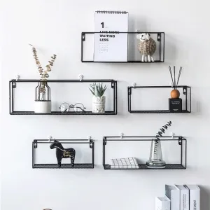 Wall Storage Rack Simple Wrought Iron Grid Wall Shelf Nordic Creative Home Wall Hook