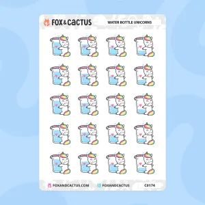 Water Bottle Unicorn Stickers