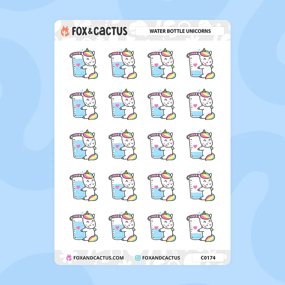 Water Bottle Unicorn Stickers