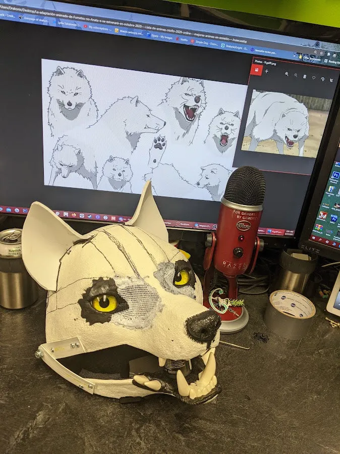 White Wolf (Fushi) Head, Hands, Tail.