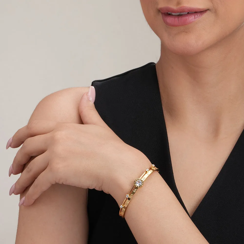 Women's Exquisite 18K Gold-Plated Bracelet with Stones