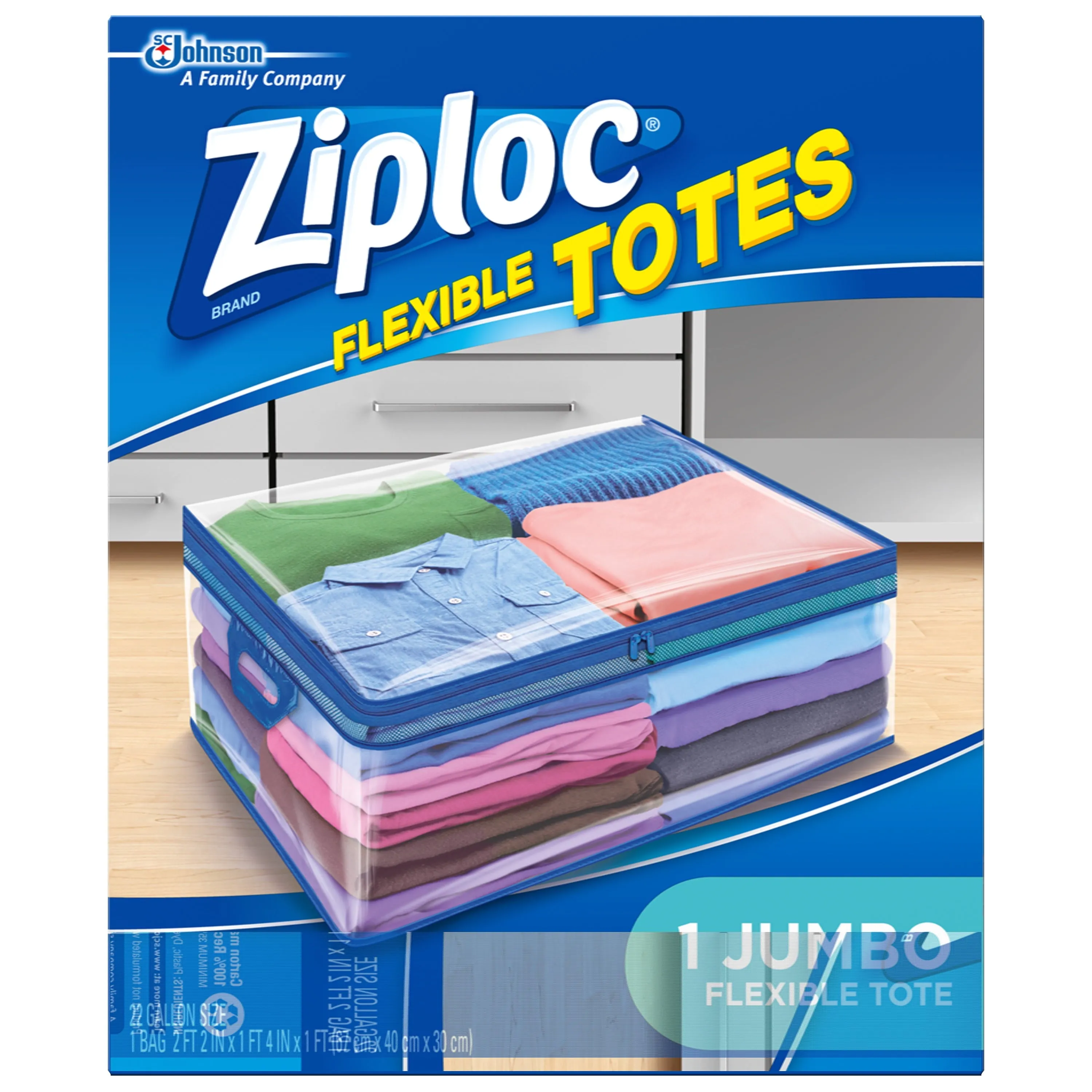 Ziploc Storage Bags for Clothes, Flexible Totes for Easy and Convenient Storage, 1 Jumbo Bag