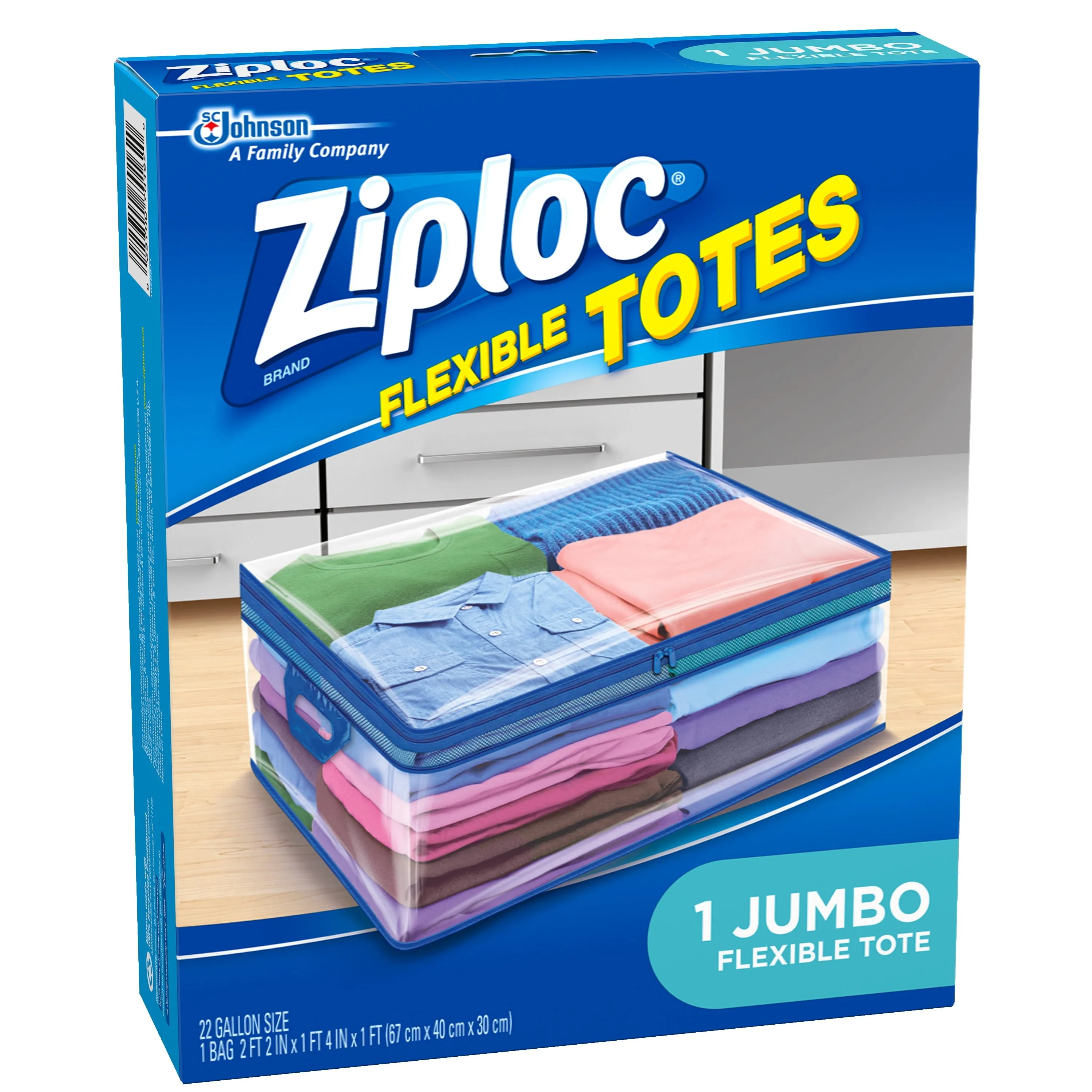 Ziploc Storage Bags for Clothes, Flexible Totes for Easy and Convenient Storage, 1 Jumbo Bag