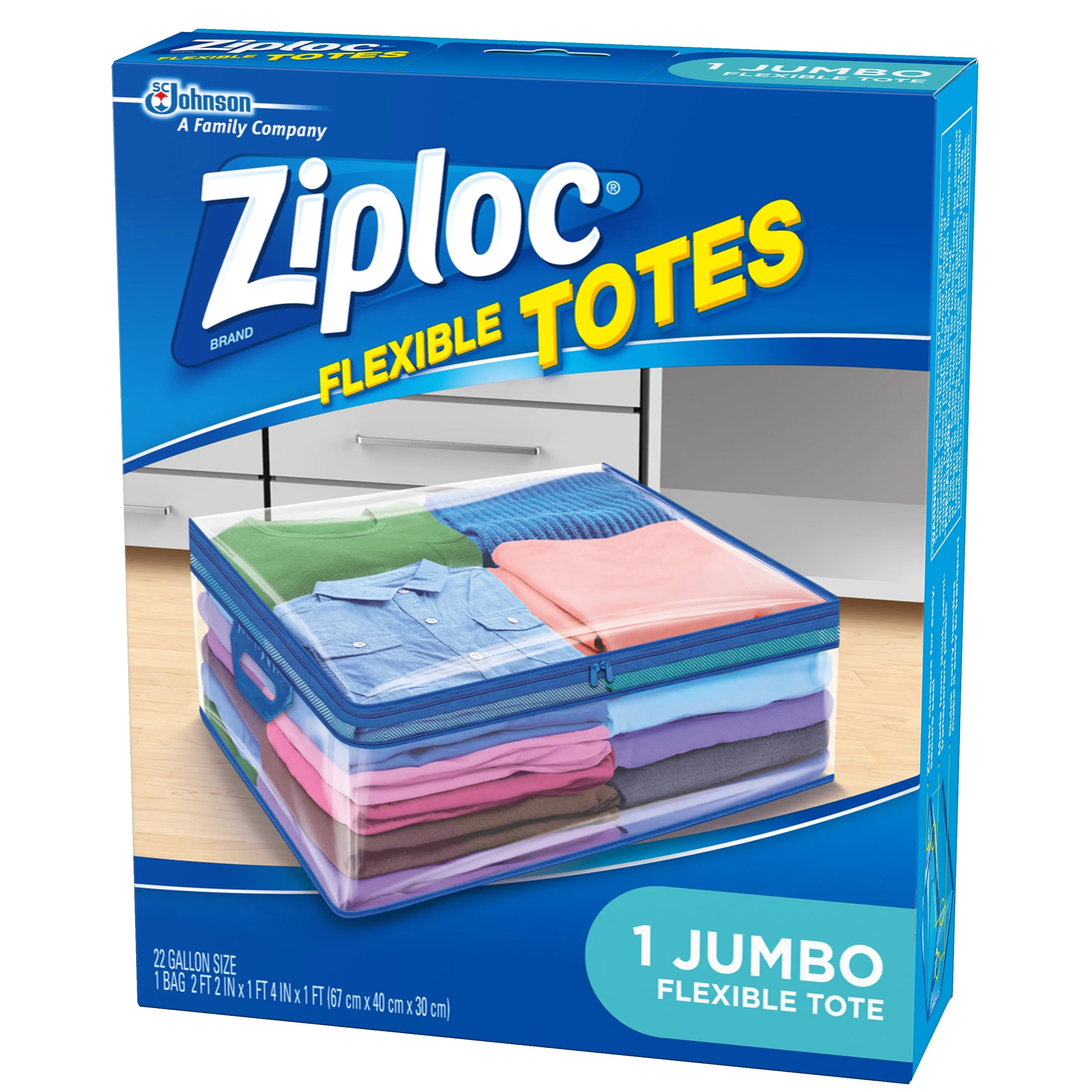 Ziploc Storage Bags for Clothes, Flexible Totes for Easy and Convenient Storage, 1 Jumbo Bag